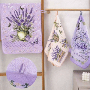 Lavender Design Kitchen Towels – Set of 3 (40 × 60 cm)